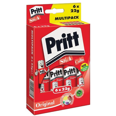 Pritt glue stick 22g multipack of 6 pieces