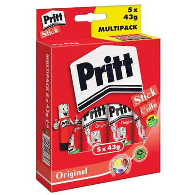 Quantore pritt glue stick 43g multipack of 5 pieces