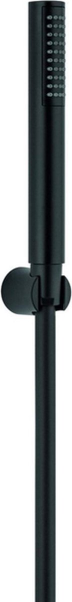 Set vasca Plieger napoli con asta doccetta modello 1 colonna comprensivo di supporto a muro e flessibile doccia 150 cm nero opaco