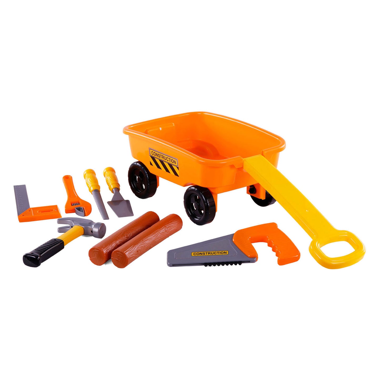 Cavallino Toys Cavallino Bolderkar Oranje con strumenti e tronchi di alberi, 9dlg.