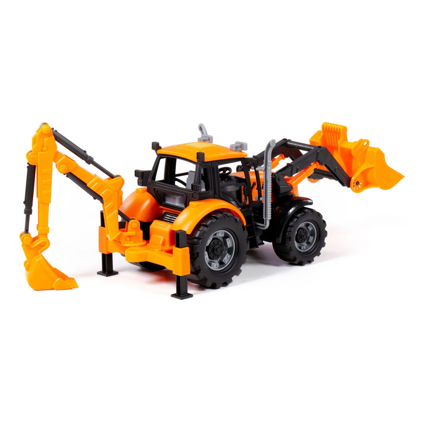 Cavallino Toys Tractor Cavallino con cargador y excavadora amarillo, escala 1:32