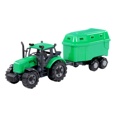 Cavallino Toys Tractor Cavallino con remolque de caballo verde, Escala 1:32