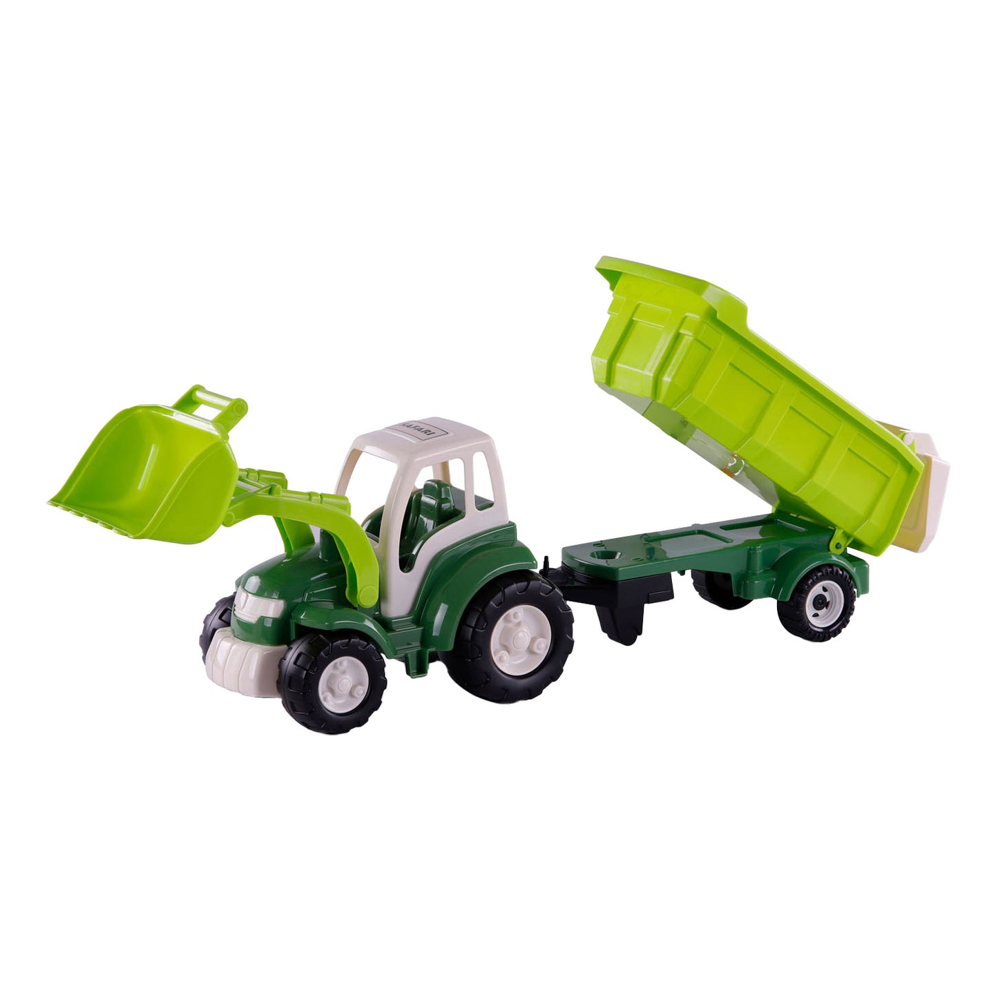 Cavallino Toys Cavallino XL Tractor Green con rimorchio inclinato, 86,5 cm