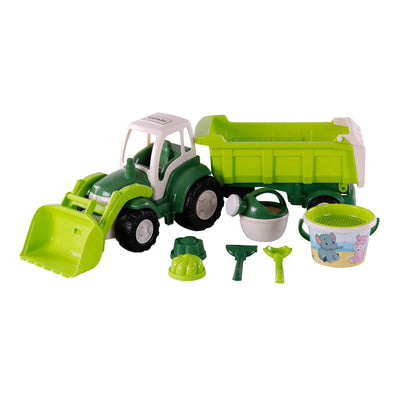 Cavallino Toys Cavallino XL Tractor Green con rimorchio e set di secchi di ribaltamento, 9dlg.