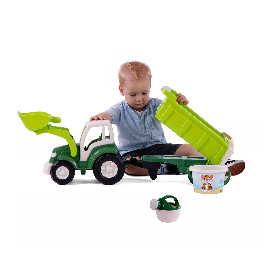 Cavallino Toys Cavallino XL Tractor Green con rimorchio e set di secchi di ribaltamento, 9dlg.