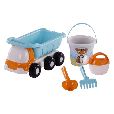 Cavallino Toys Cavallino Beach Kiepwagen con cubo azul, 5dlg.