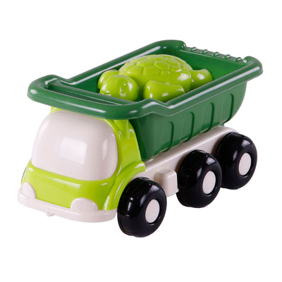 Cavallino Toys Cavallino Beach Kiepwagen con 4 formas de arena verde