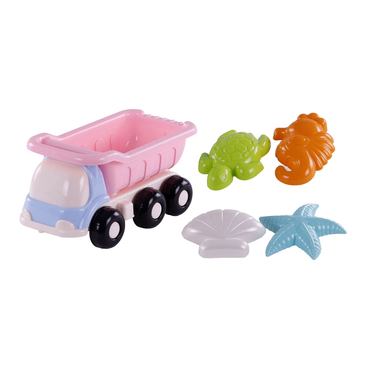 Cavallino Toys Cavallino Beach Kiepwagen con 4 forme di sabbia rosa