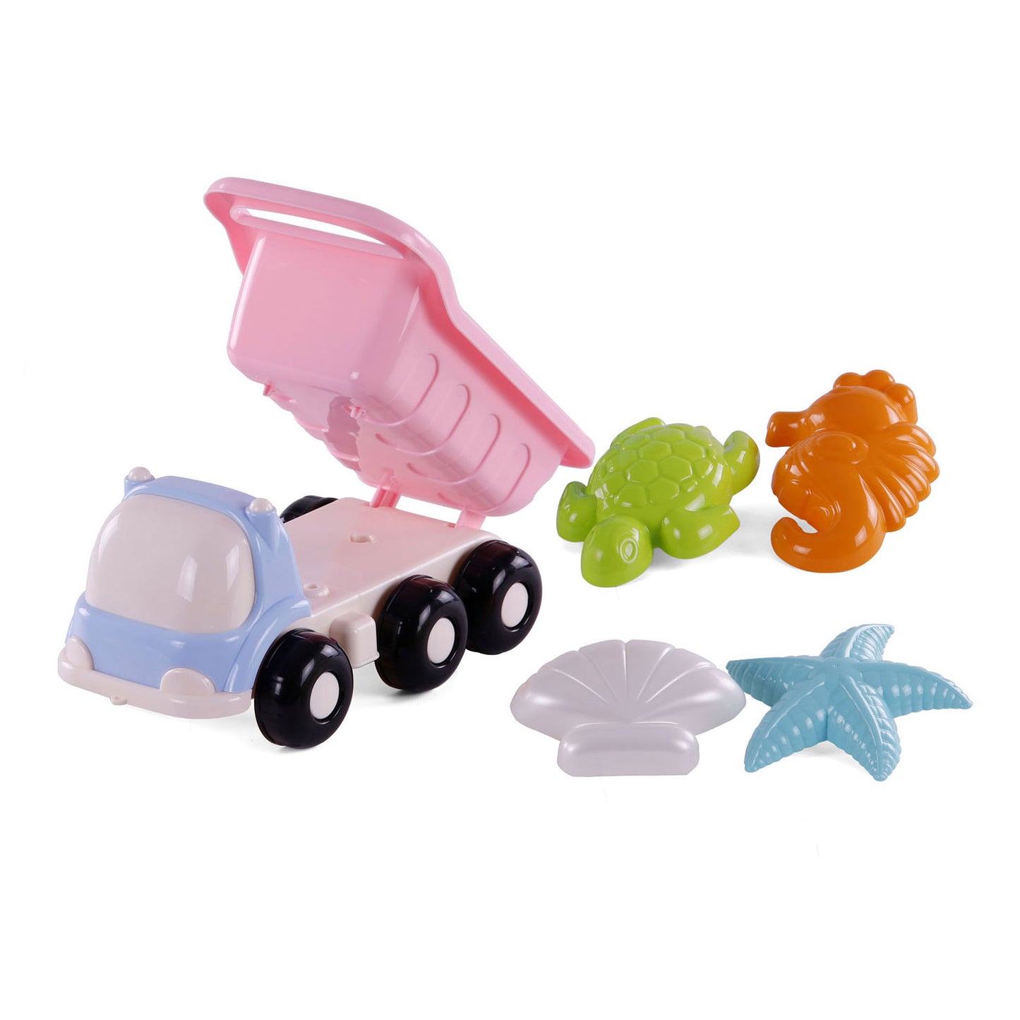 Cavallino Toys Cavallino Beach Kiepwagen con 4 forme di sabbia rosa