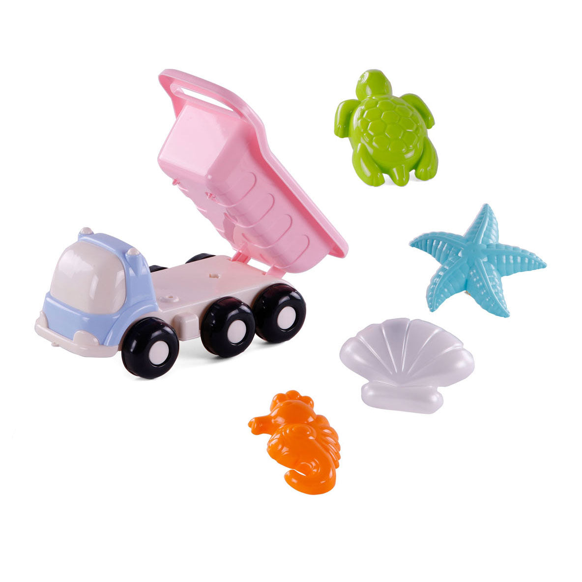 Cavallino Toys Cavallino Beach Kiepwagen con 4 forme di sabbia rosa
