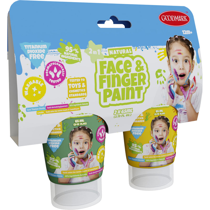 Boti Natural Face Fingerpaint Tube verde e giallo, 2x65ml