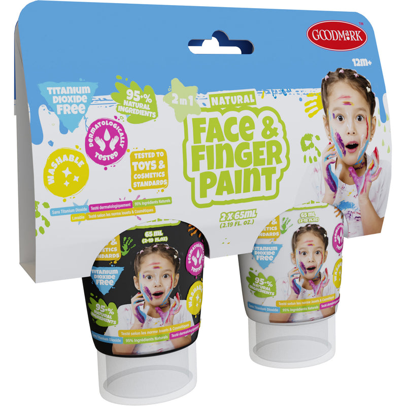 Boti Natural Face Fingerpaint Tube in bianco e nero, 2x65ml