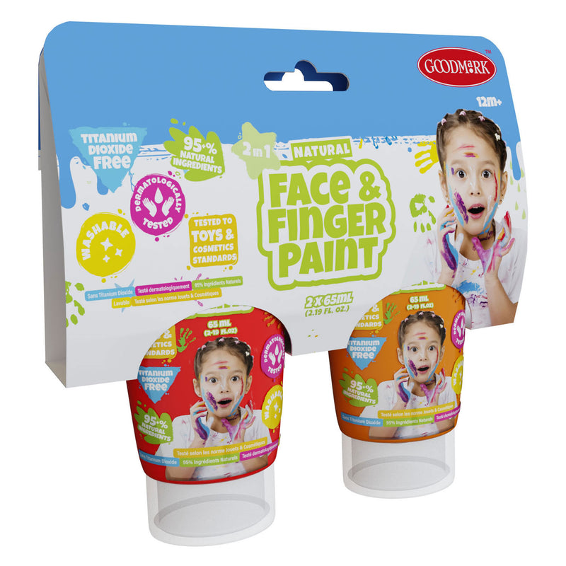 Boti Natural Face Fingerpaint Tube rosso e arancione, 2x65ml