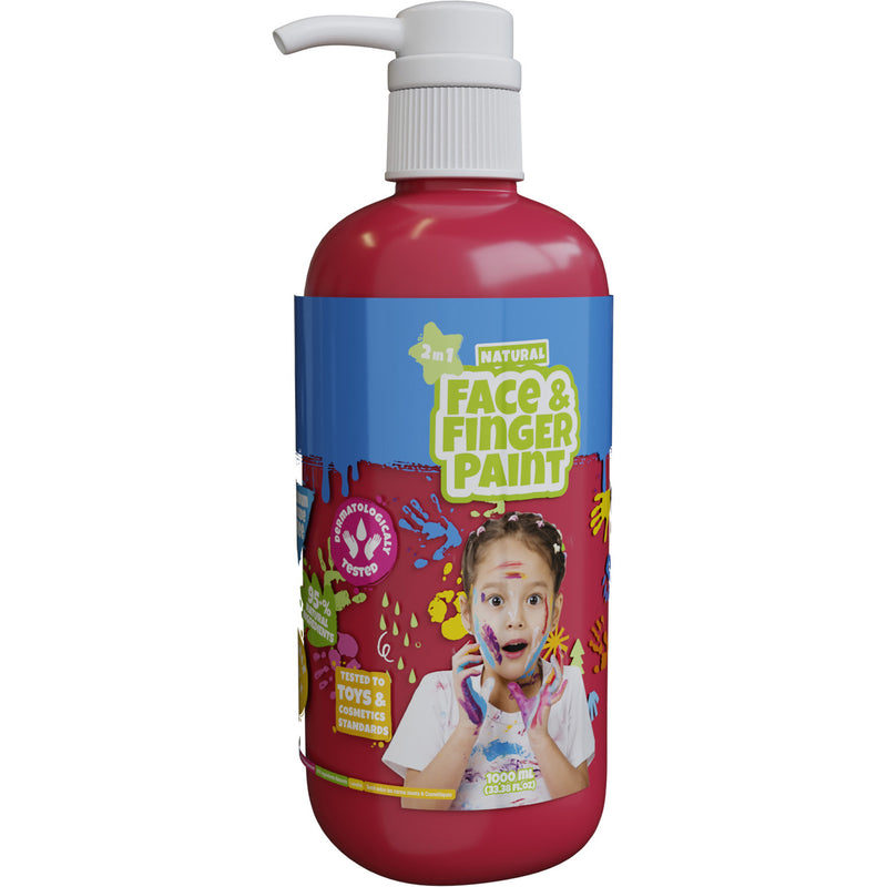Natural face fingerpaint fles met pompje - rood, 1l
