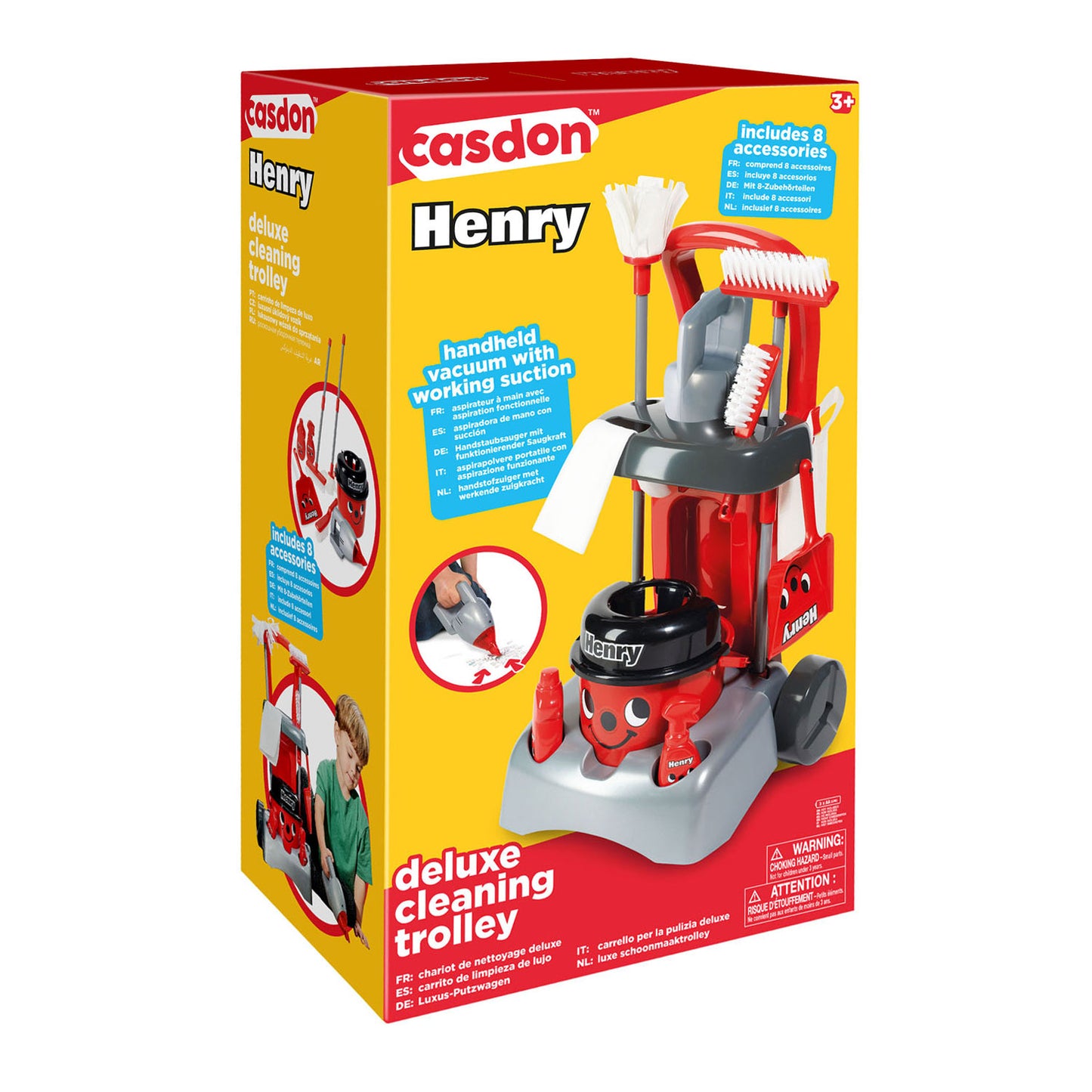 Juego de juego de lujo henry con carrito de limpieza casdon