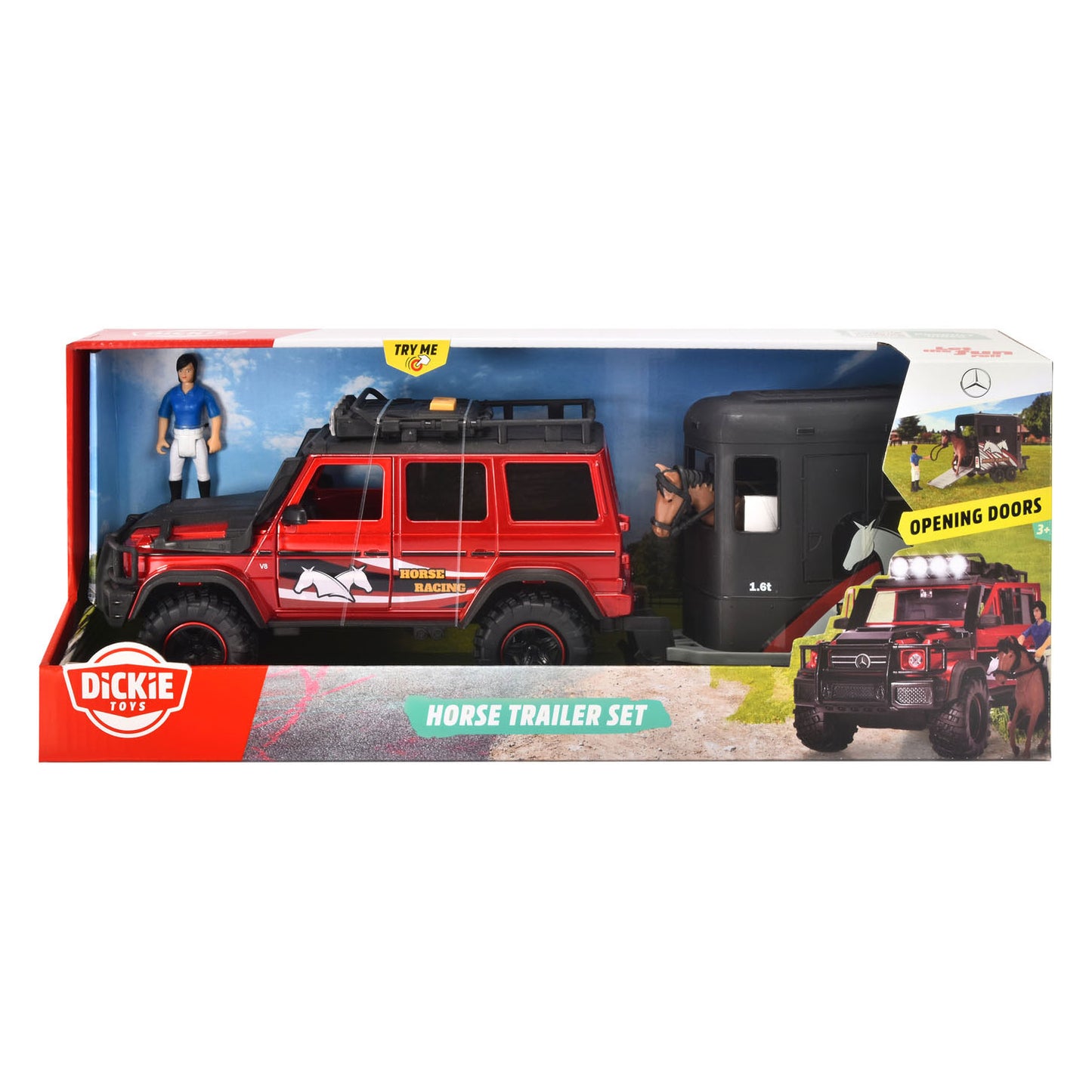 Dickie Jeep con set di trailer di cavalli