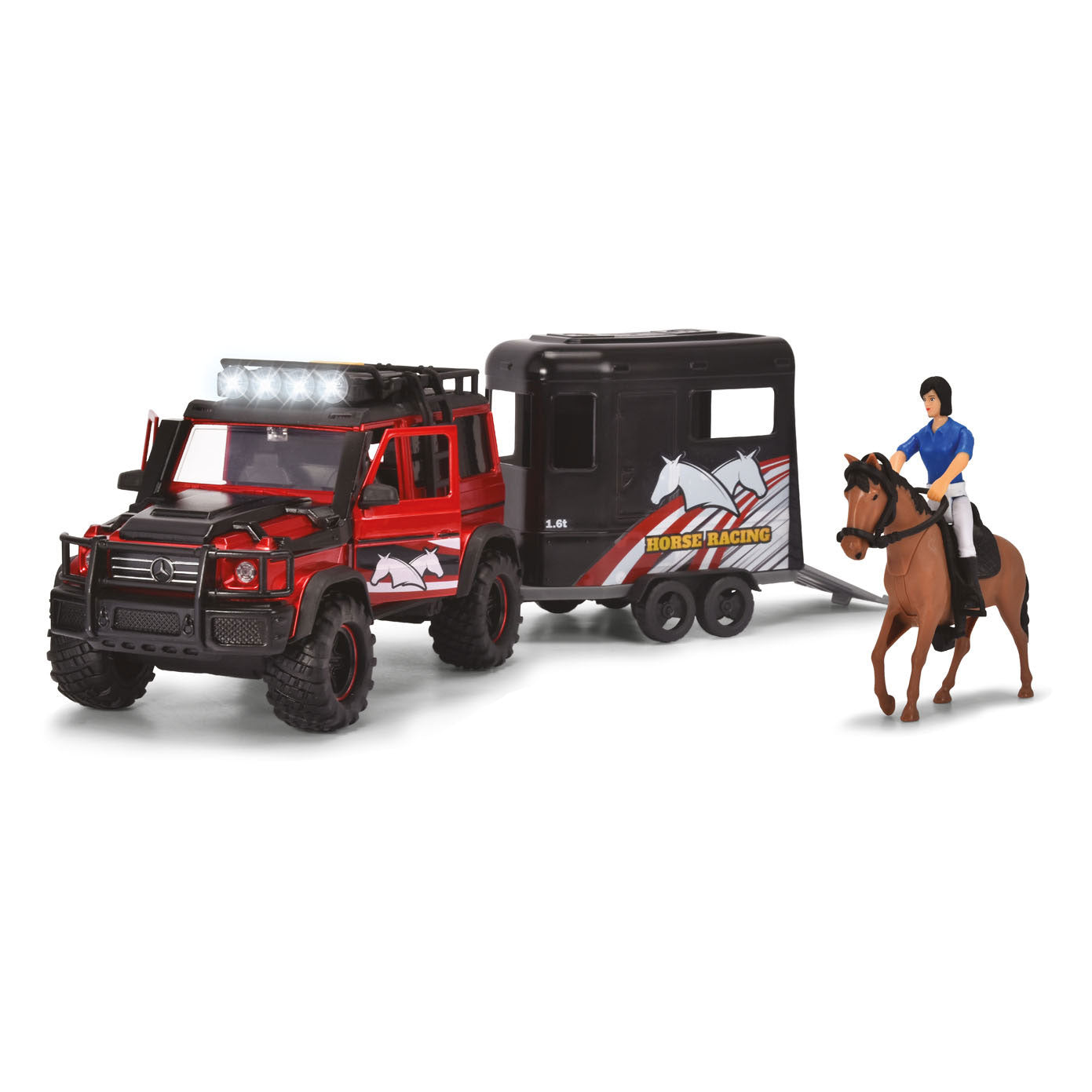 Dickie Jeep con set di trailer di cavalli