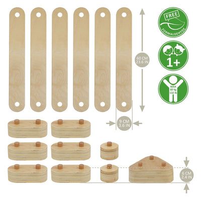 Conjunto de balance de madera RC, 15dlg.