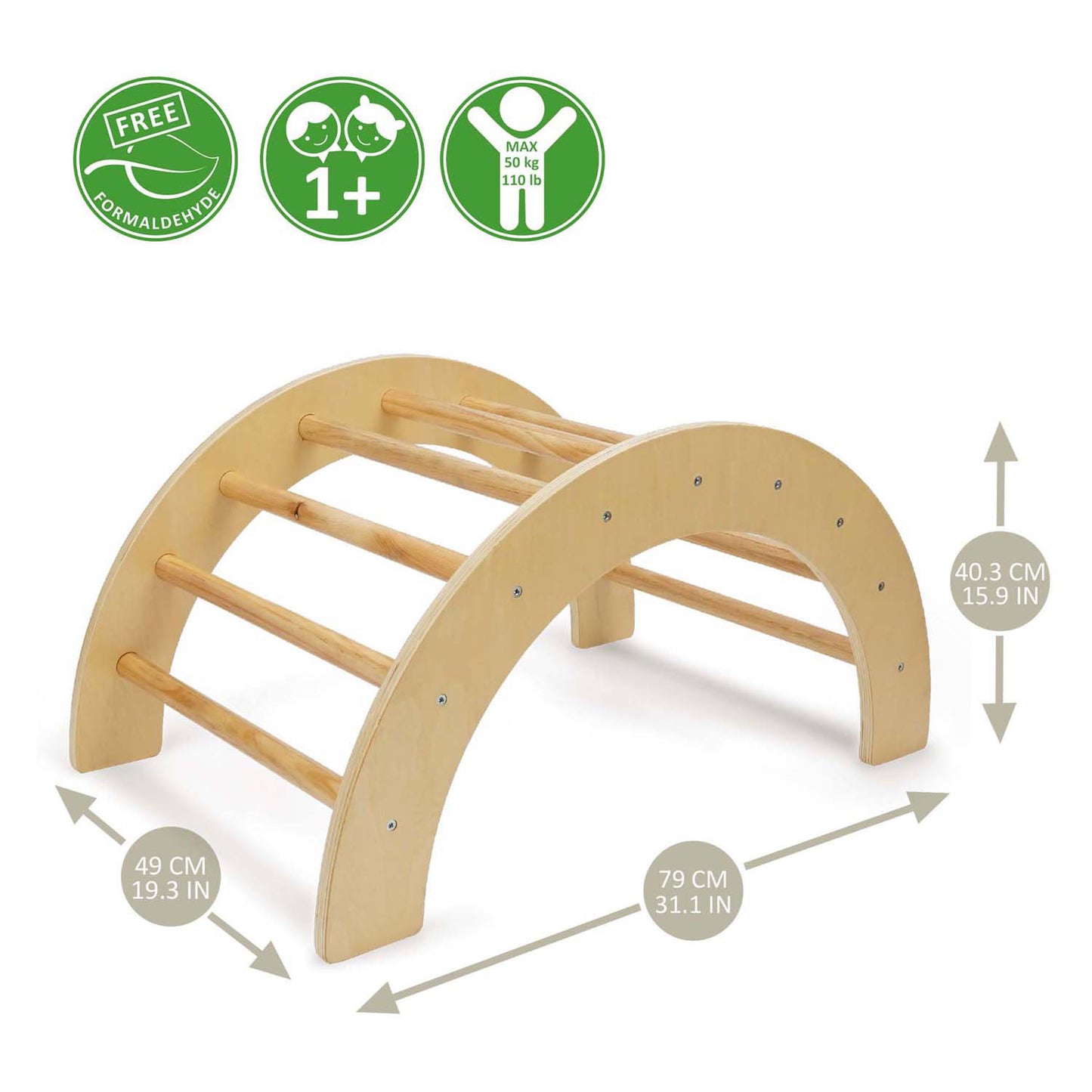 Arco trepador de madera con tobogán