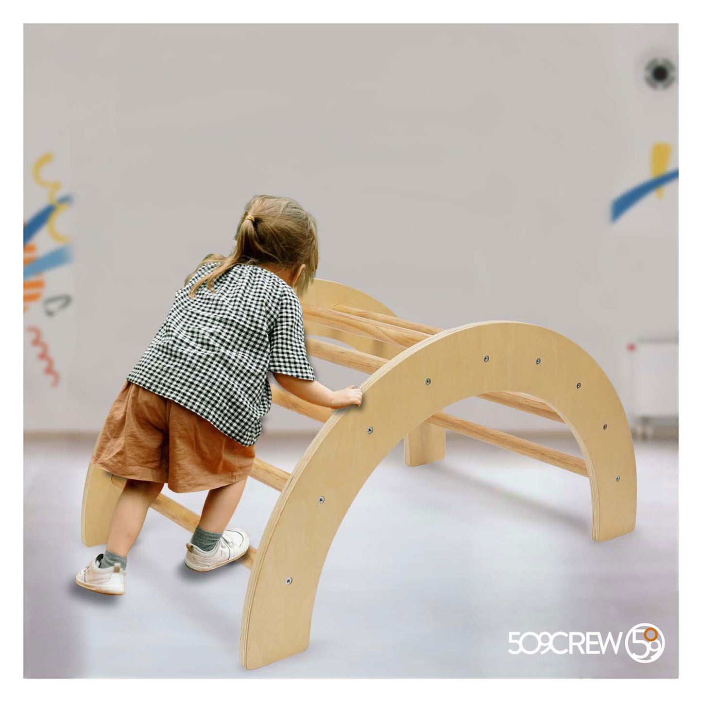 Arco trepador de madera con tobogán