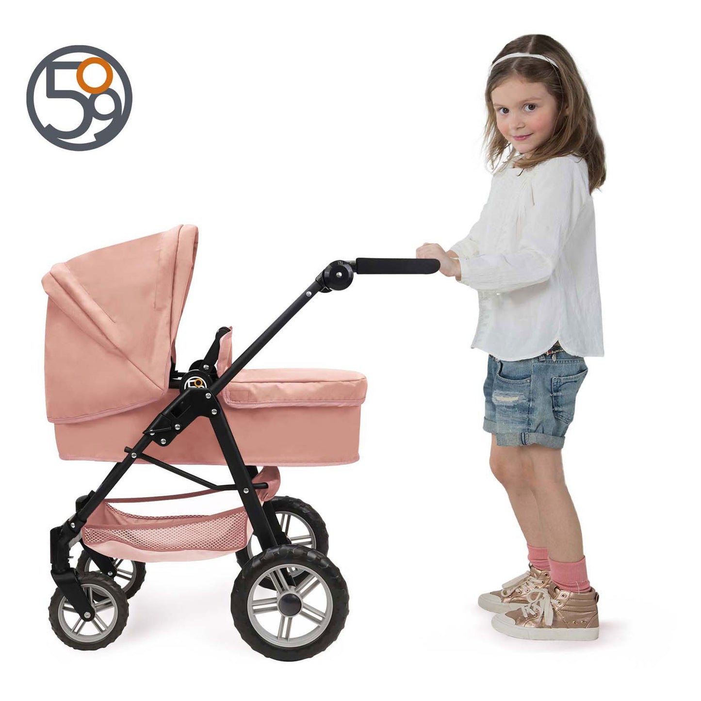 2-in-1 poppenwagen - roze