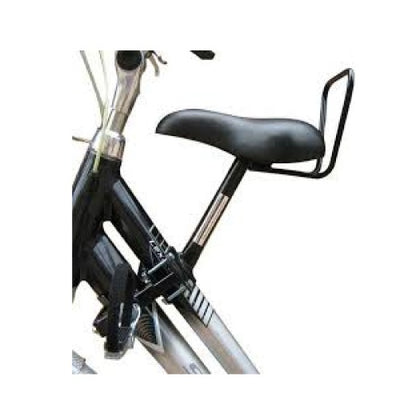 Saddle child seat on tube ladies bike