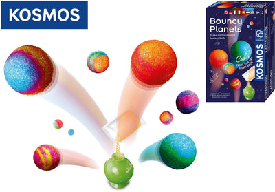 Planetas saltarines Cosmos - set de experimentos - haz tus propias pelotas saltarinas con forma de planeta - crea Marte, Júpiter, Venus y Saturno - juguetes con voz - a partir de 8 años