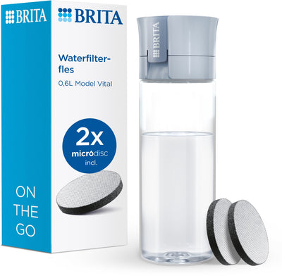 Brita - borraccia vitale per adulti - 0,6 l - verde chiaro - incluse 2 cartucce filtranti a microdischi - ideale per borracce