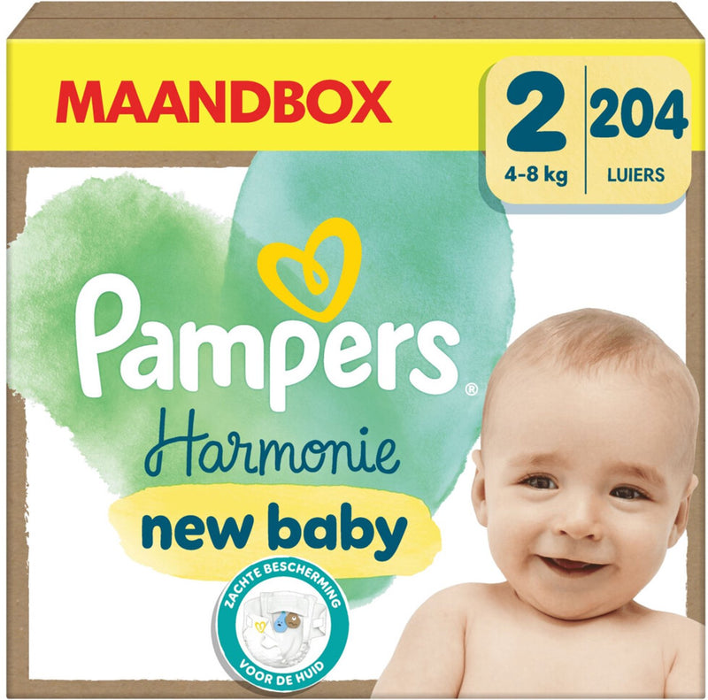 Pampers harmonie luiers maat 2 - 204 luiers - 4kg-8kg