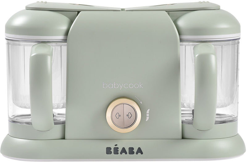 Béaba babycook duo foodprocessor - 4-in-1 babyvoedingbereider met twee kommen van 1100 ml - xxl capaciteit van 2200 ml voor tweelingen en meal prep - klaar in 15 minuten - cycloonmix-mes voor elke textuur - misty green