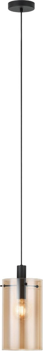 Lámpara colgante Eglo polverara - 1 luz - ø18 cm - E27 - vidrio - negro