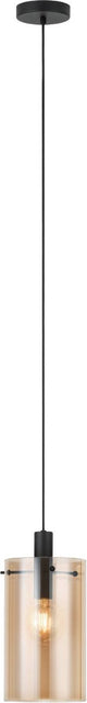 Lámpara colgante Eglo polverara - 1 luz - ø18 cm - E27 - vidrio - negro