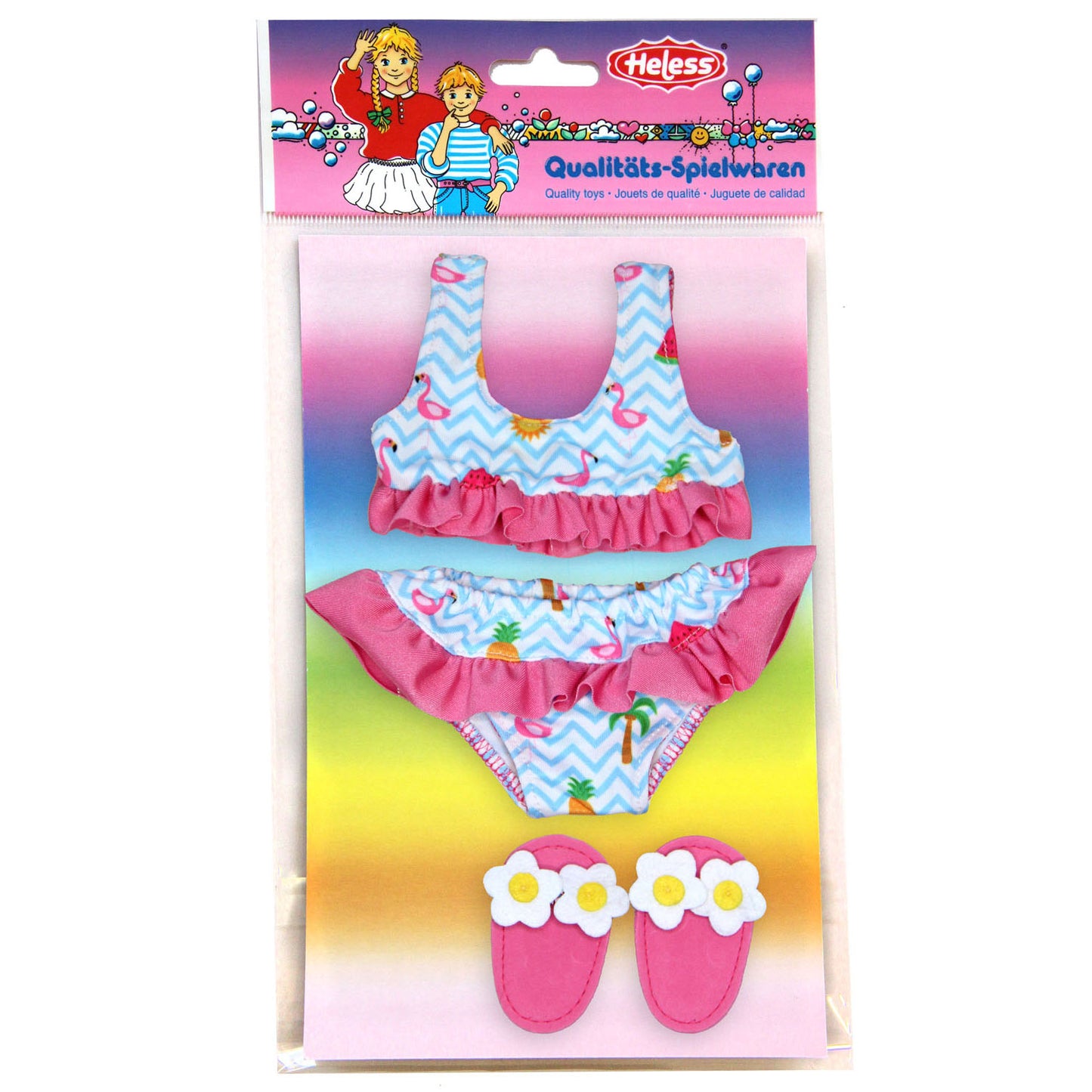 Heless dolls bikini with flamingo slippers, 28-35 cm