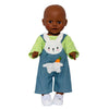 Bambole dungarees con camicia a strisce Bunny Lou, 28-35 cm