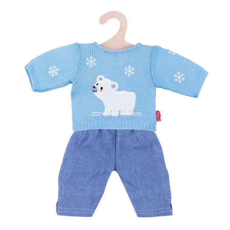 Jeans per bambole per la cucina con maglione dell'orso polare, 35-45 cm