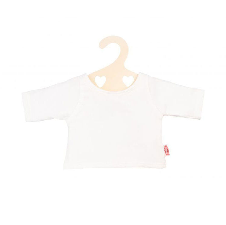 Camiseta Heless Dolls White en percha de ropa, talla 35-45 cm