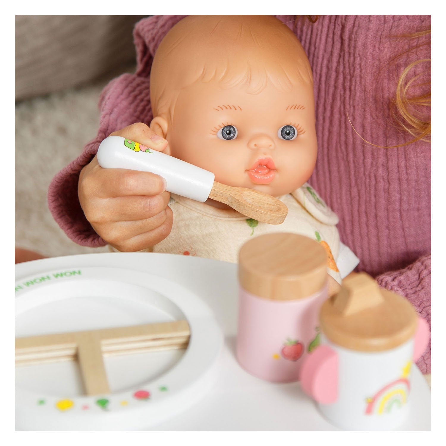 Heless wooden doll feeding set cheeky fruits - 4 pcs.