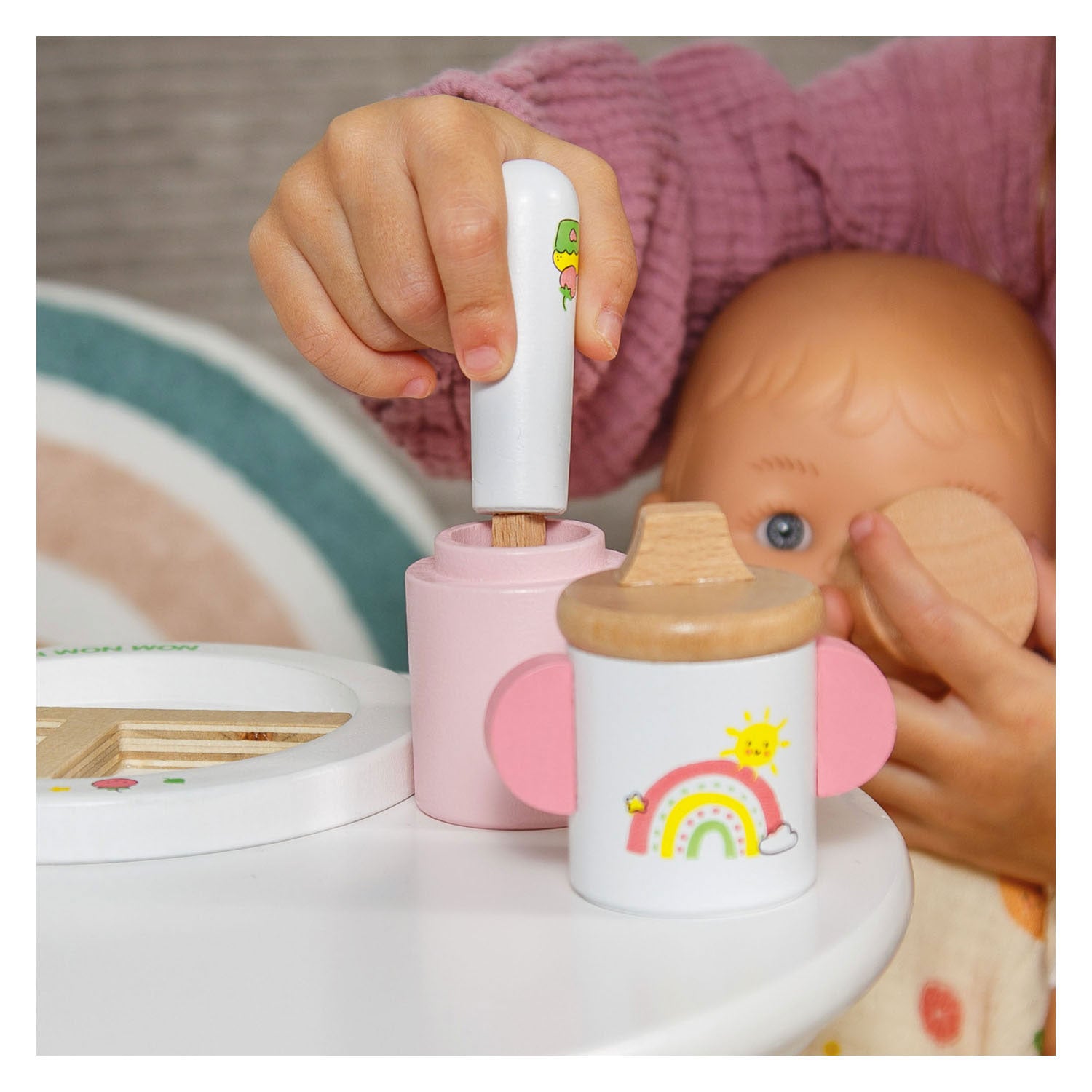 Heless wooden doll feeding set cheeky fruits - 4 pcs.