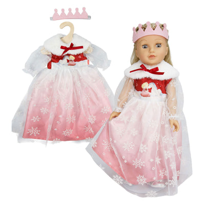 Abito da bambola Heless da principessa invernale Lumi con corona e mantello - misura 28-35 cm