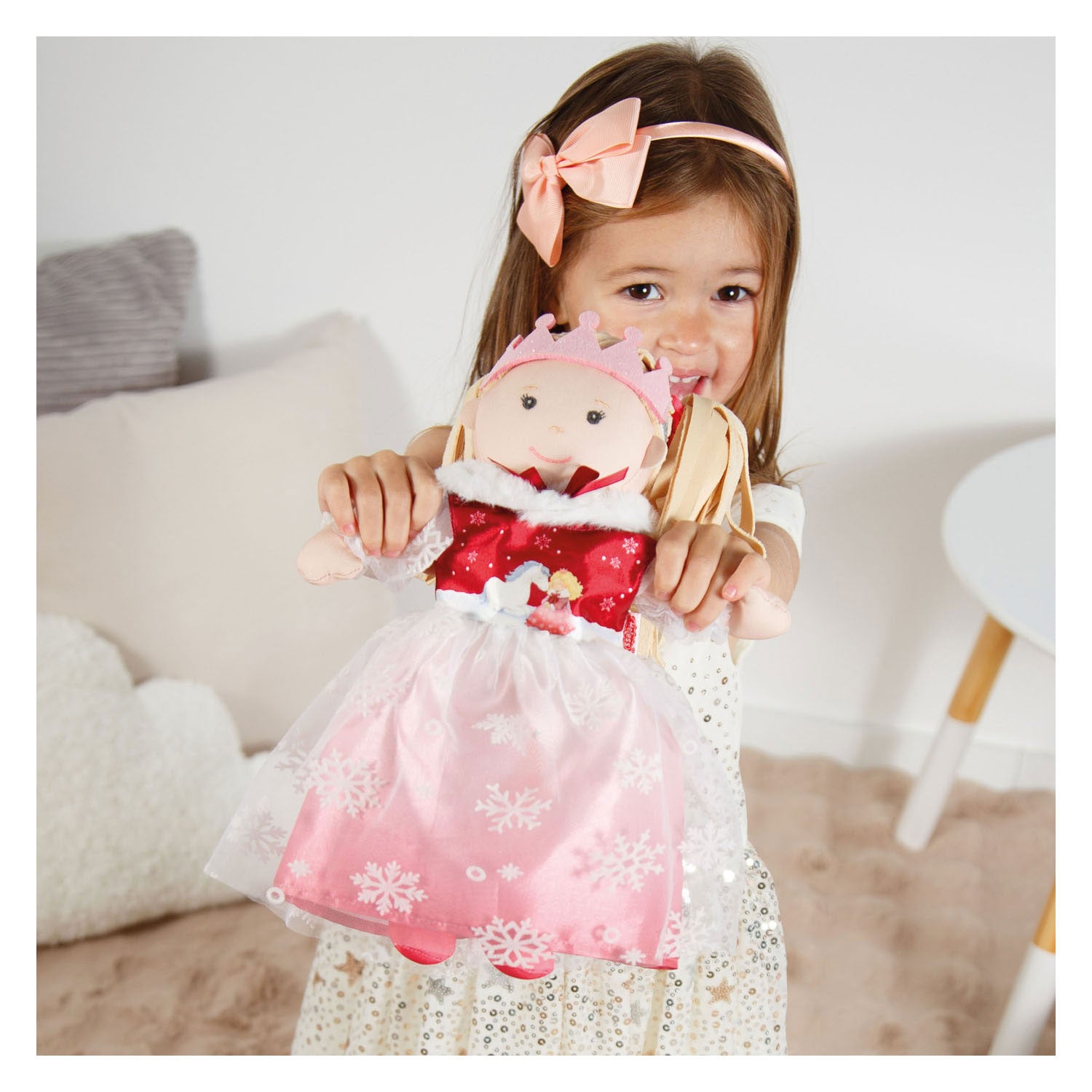 Vestido de muñeca Heless princesa de invierno lumi con corona y capa - talla 28-35 cm