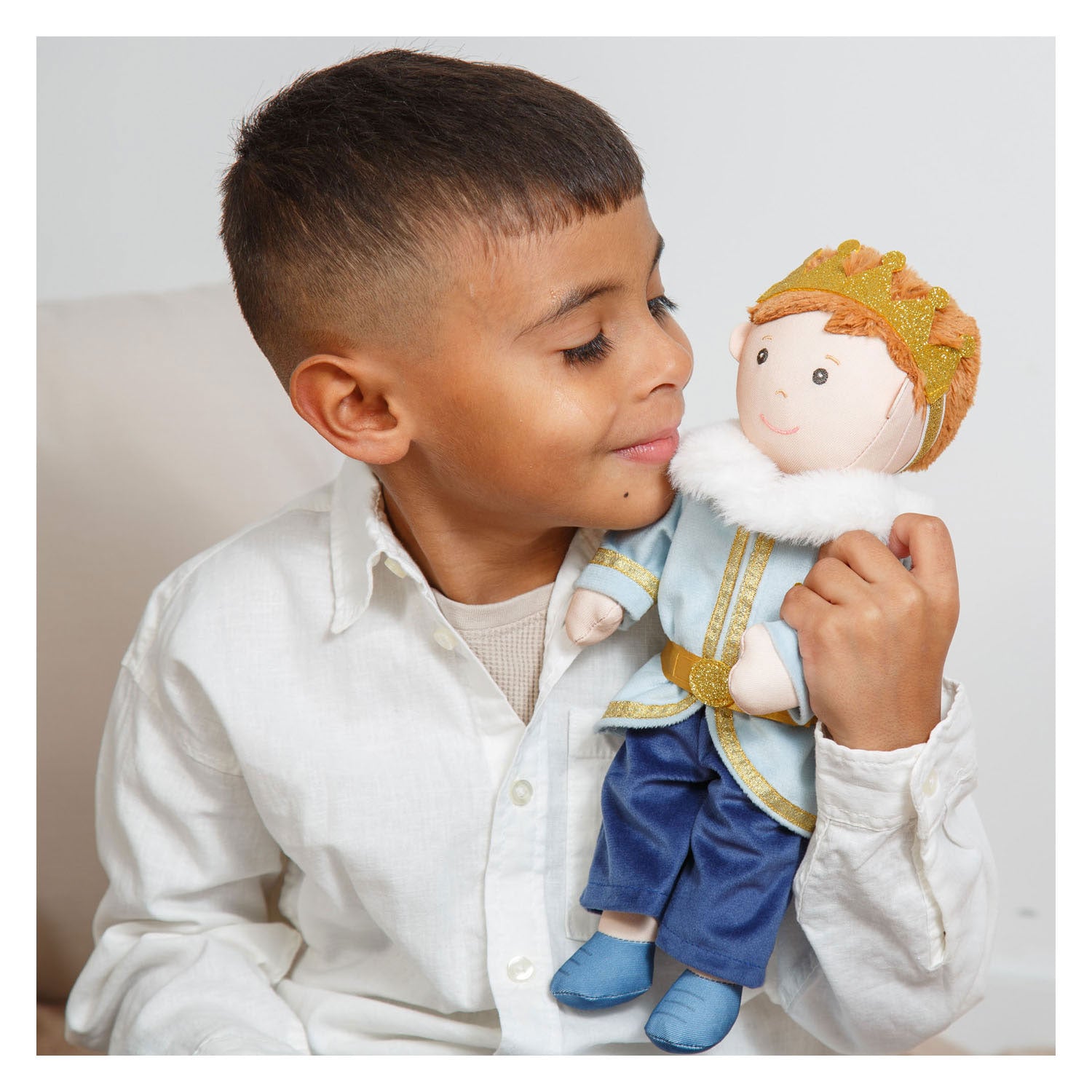 Conjunto de muñeca Heless, príncipe de invierno Luka, con corona y cuello - tamaño 28-35 cm
