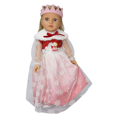 Abito da bambola Heless principessa invernale lumi con corona e mantello - misura 35-45 cm