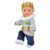 Conjunto de muñeca Heless, príncipe de invierno Luka, con corona y cuello - talla 35-45 cm