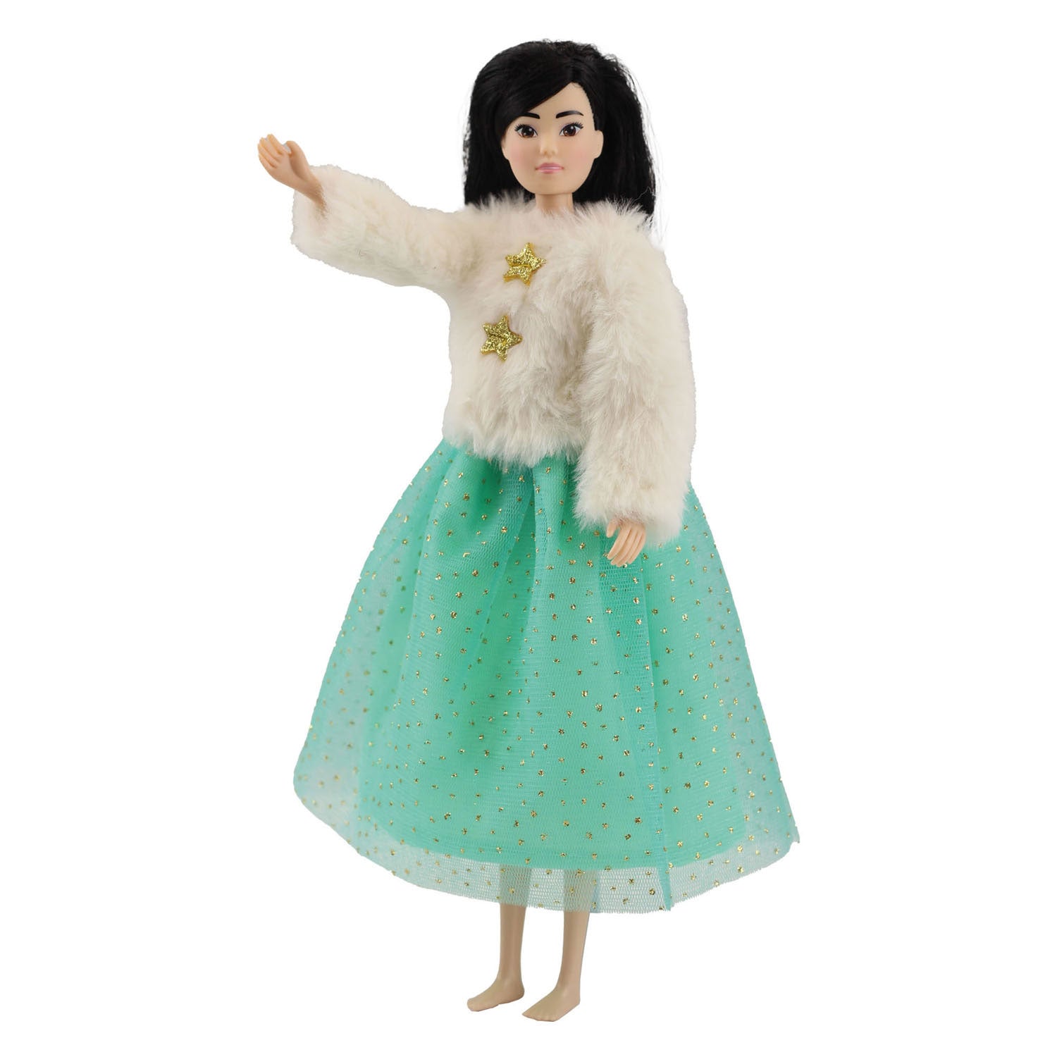 Giacca in peluche Heless Yuki con gonna in tulle per bambole fashion - 29 cm