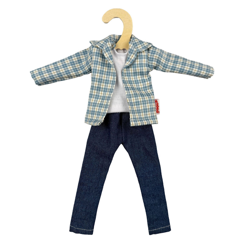 Heless geruit overhemd met jeans voor modepoppen - 29cm