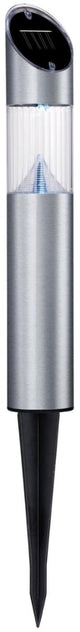 Lampada solare da giardino Grundig - 2 lampade LED - luce bianca fredda - IP44 resistente agli spruzzi d'acqua - durata 6-8 ore - 75,5 cm - argento
