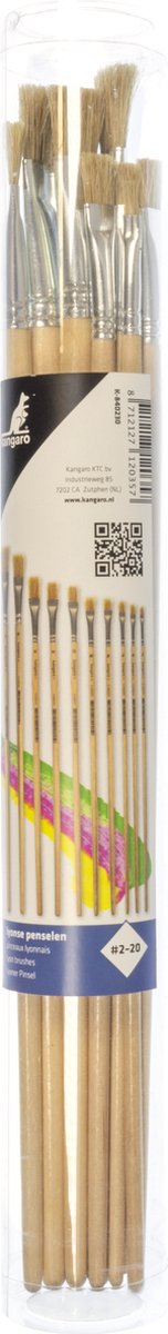 Pennelli Kangaro Lyonse - valigetta con 10 pennelli - misure dal n. 2 al n. 20 - legno laccato