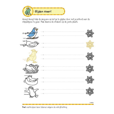 Libro de ejercicios de Deltas con pegatinas Primeros juegos de escritura (5-6 años)