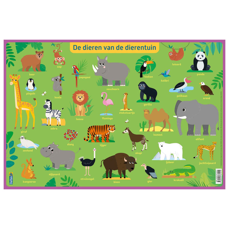 Deltas educatieve onderlegger preschool - dieren van de dierentuin