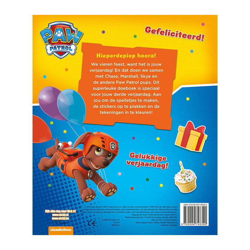 ¡Libro de cumpleaños de la patrulla de Paw Hooray, 3 años!